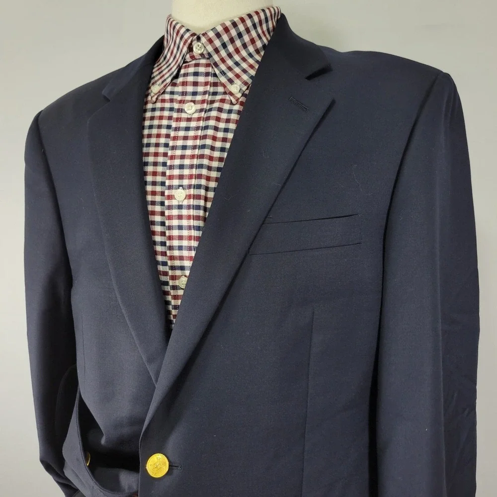 Lauren‎ Ralph Lauren Men's Sport Coat Blazer Two Button Deep Navy Wool Sz 42L